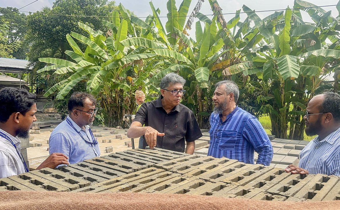 World Bank and PKSF representatives inspect an environment-friendly block manufacturing facility under the SMART project in Khulna and Bagerhat.