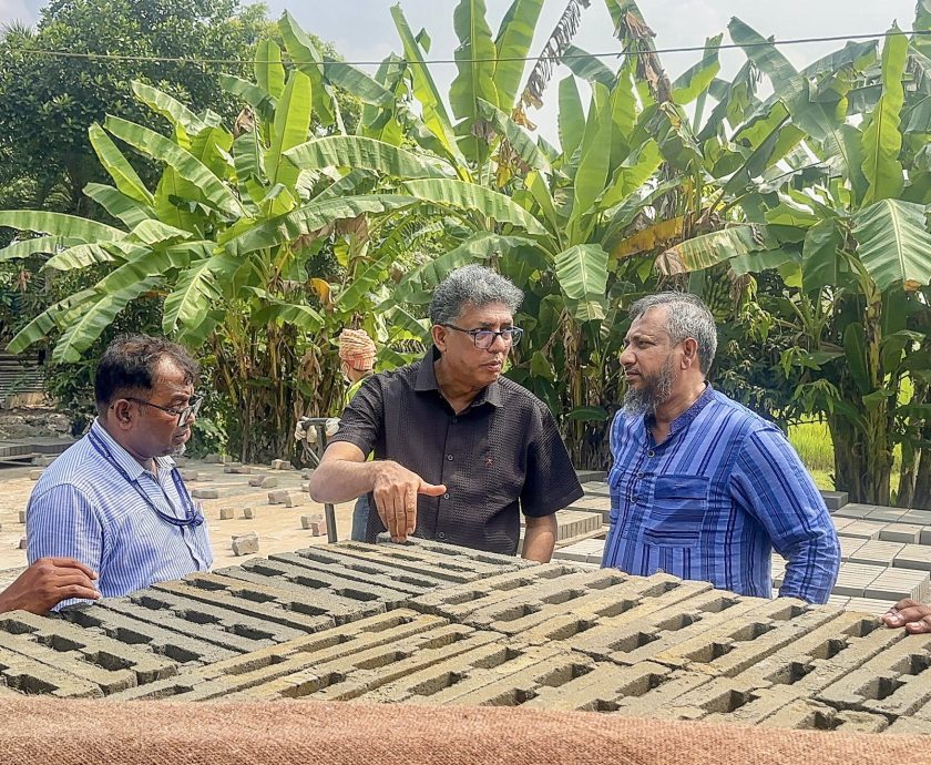 World Bank and PKSF representatives inspect an environment-friendly block manufacturing facility under the SMART project in Khulna and Bagerhat.