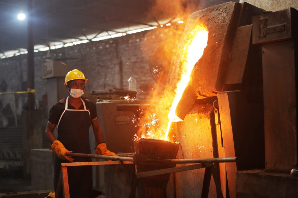 An induction furnace used for metal melting at a foundry supported by the SMART project.